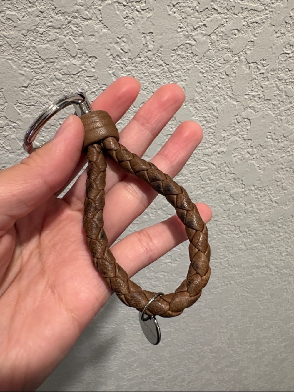 Bottega Veneta Braided Brown Leather Keychain Loop 925 - Picture 5 of 8